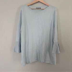 41 Hawthorne Light Blue Top Blouse with Flared Sleeves Casual Stretch Soft XXL